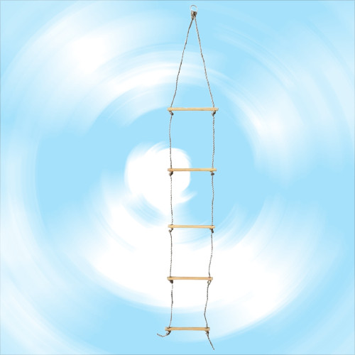 Scară de frânghie cu 5 trepte din lemn – cu frânghie PP de 2 m